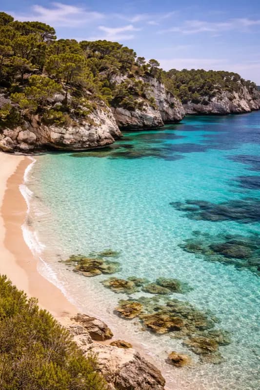 Cala Macarella resmål med HelloRoam eSIM för internetanslutning