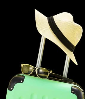 Travel suitcase and holiday accessories - international travel essentials with eSIM connectivity