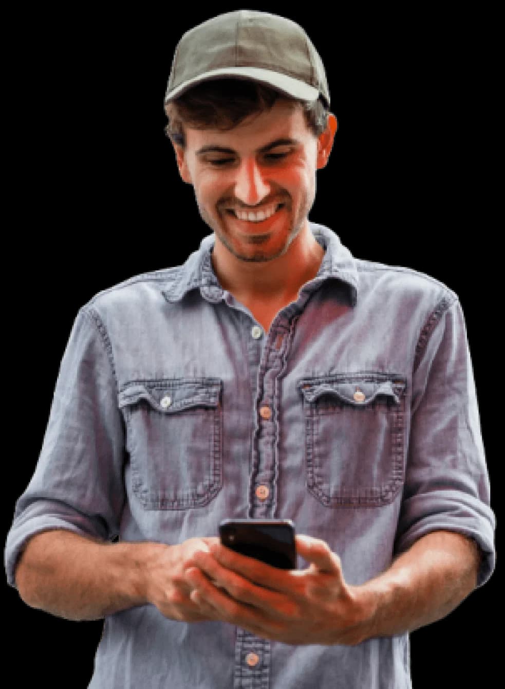 Maqueta de celular con la app HelloRoam y una eSIM activa