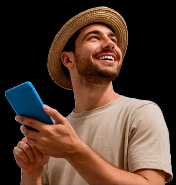 Traveler comparing HelloRoam and Holafly eSIM plan options on their phone before an international flight from a US airport