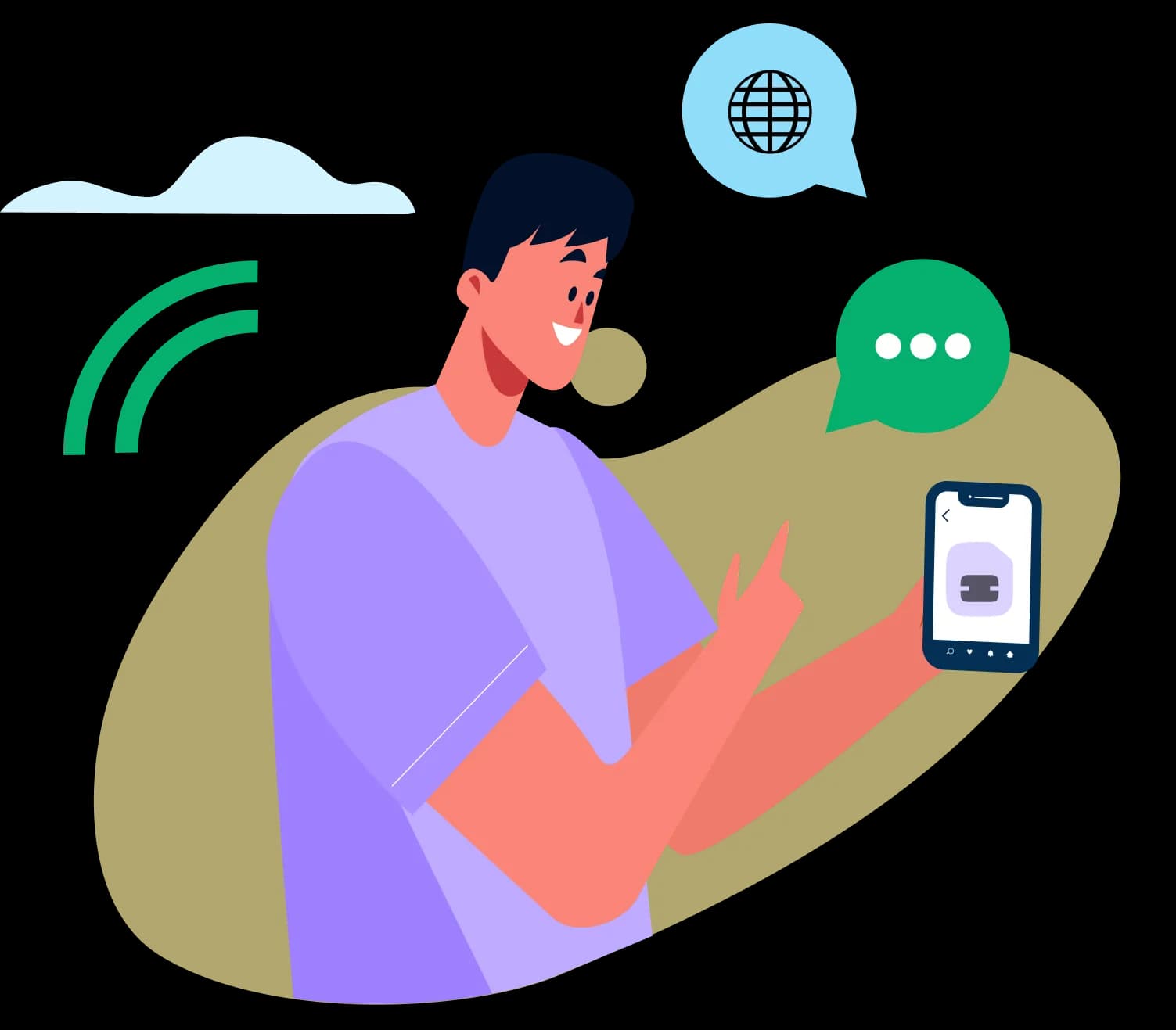 Schema van een eSIM-chip ingebouwd in een smartphone