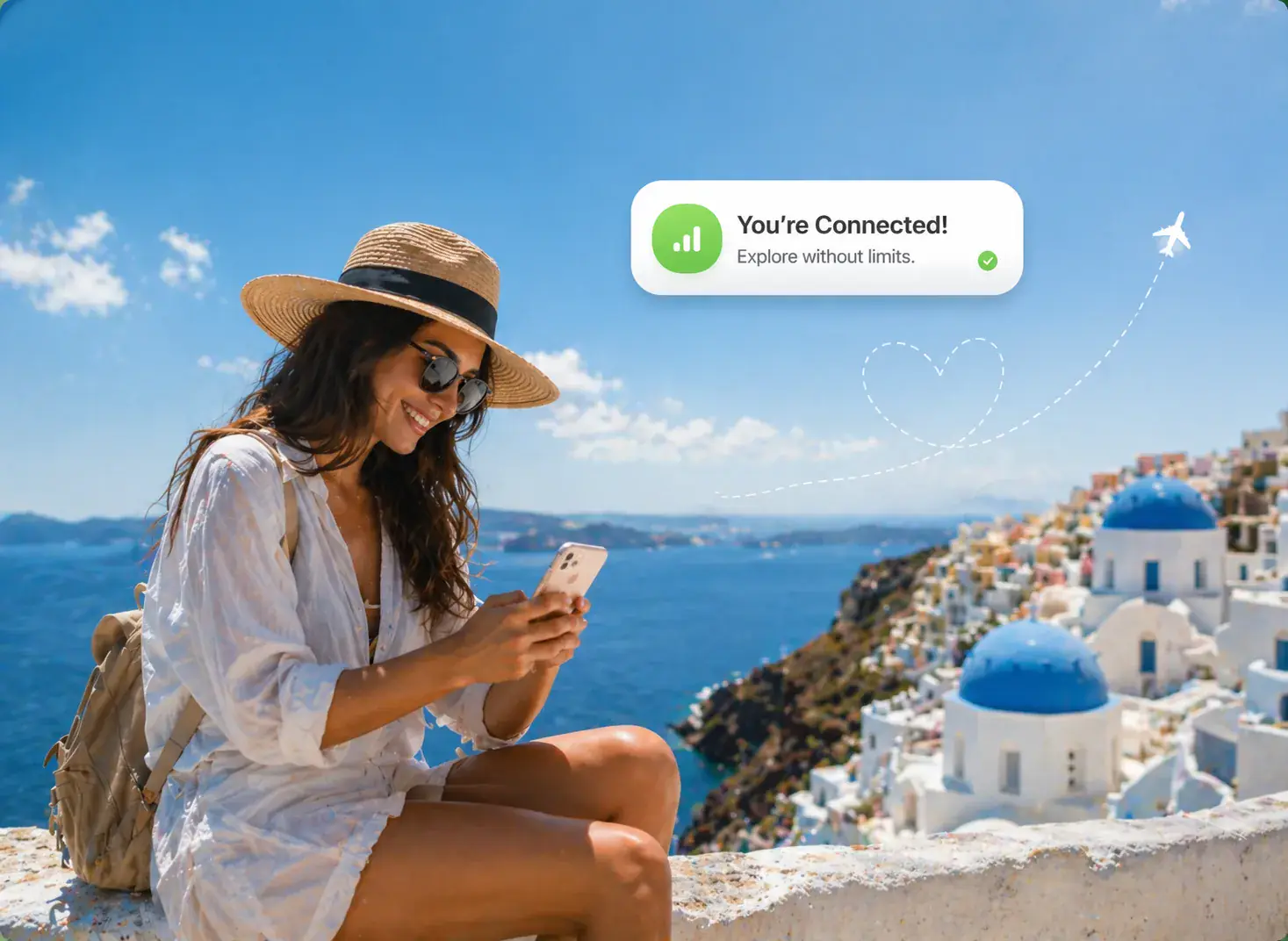 Happy traveler using HelloRoam