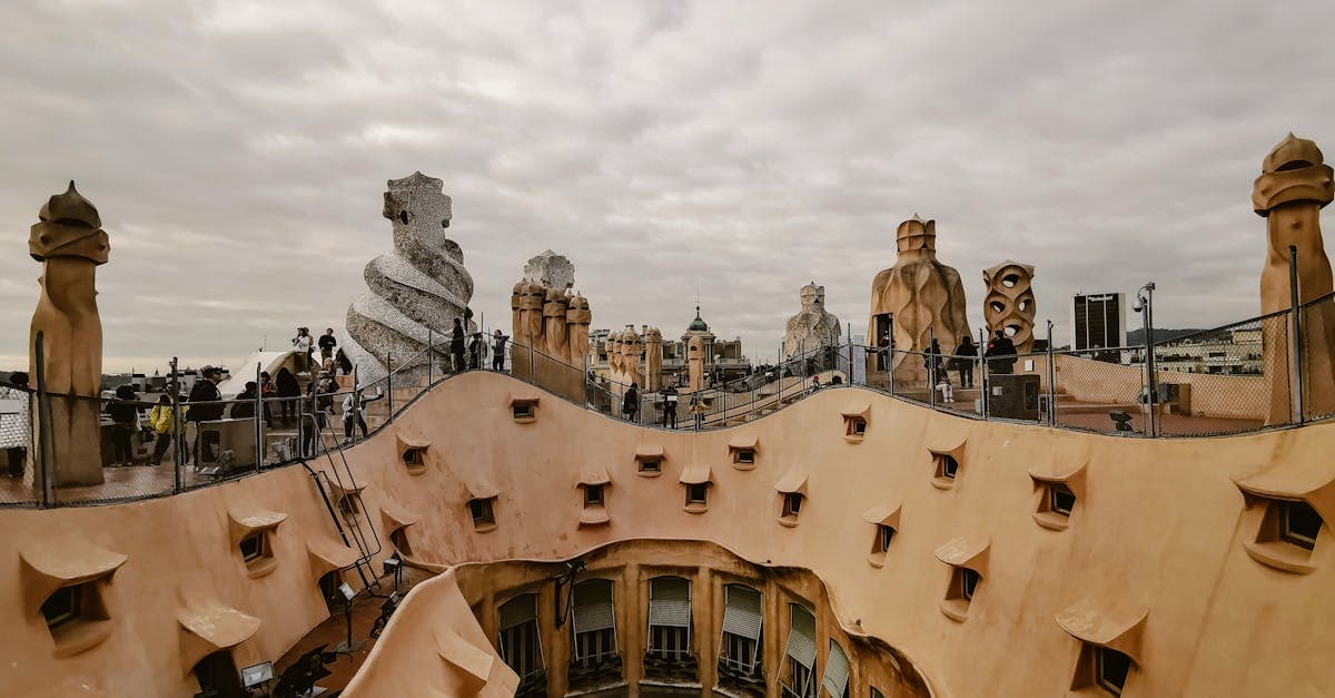 Iconic Casa Milà rooftop chimneys in Barcelona, one of the best Spanish cities for digital travel eSIMs
