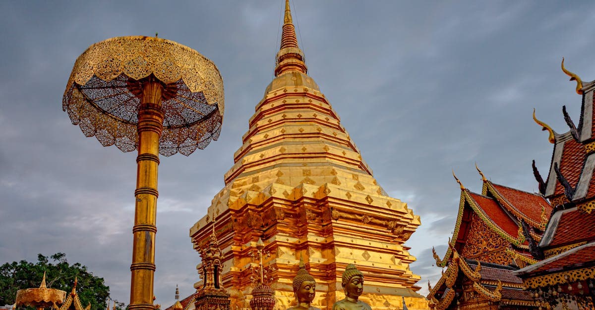 Golden Wat Phra That Doi Suthep pagoda rising above Chiang Mai, a highlight in any thailand travel guide
