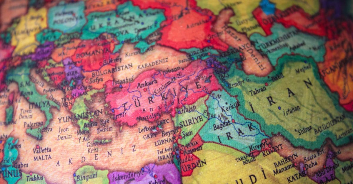 Colourful map of the Middle East and Europe, contextualising whether it is safe to travel to Turkey right now