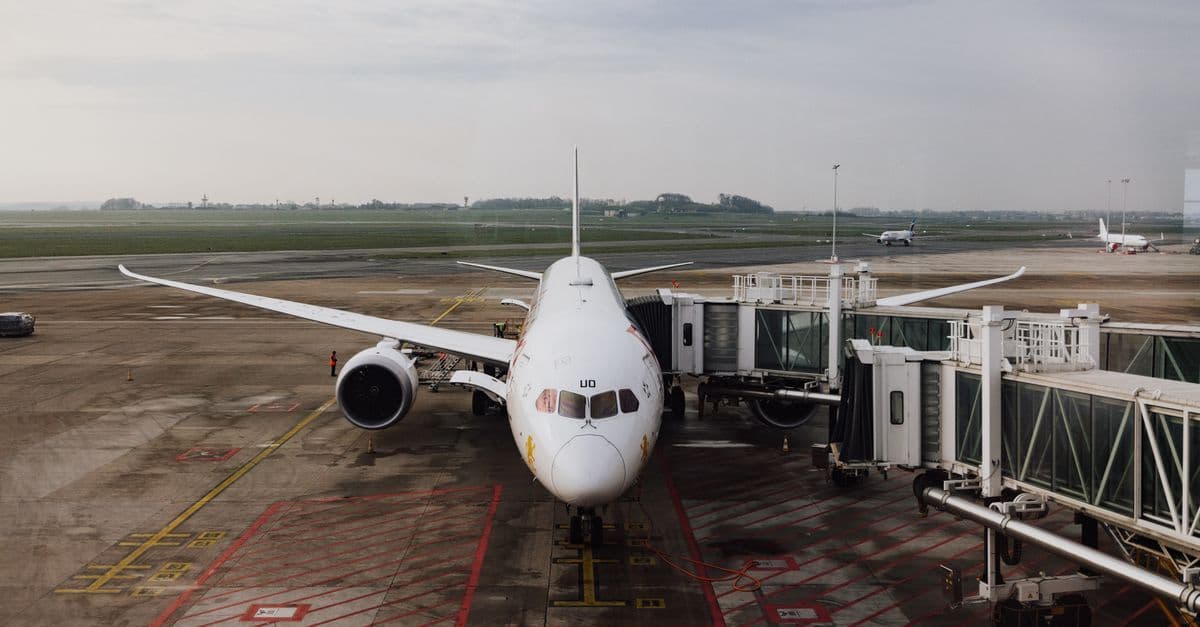 Sydney Airport terminal gate with a jet bridge connecting to a passenger aircraft on an overcast day.