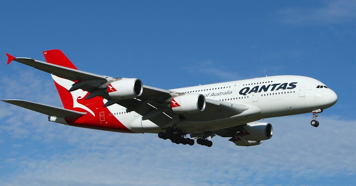 Qantas Airbus A380 soaring high, representing expedia flights choices for Australian travellers