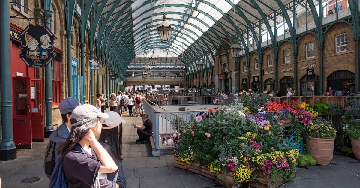 Vibrant flowers at London's Covent Garden Market, a great starting point for planning cheap city breaks