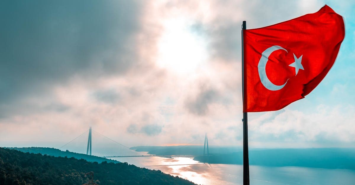 Boğaz Köprüsü yakınında dalgalanan Türk bayrağı, vize nasıl alınır sürecinde Türkiye'ye girişi simgeliyor