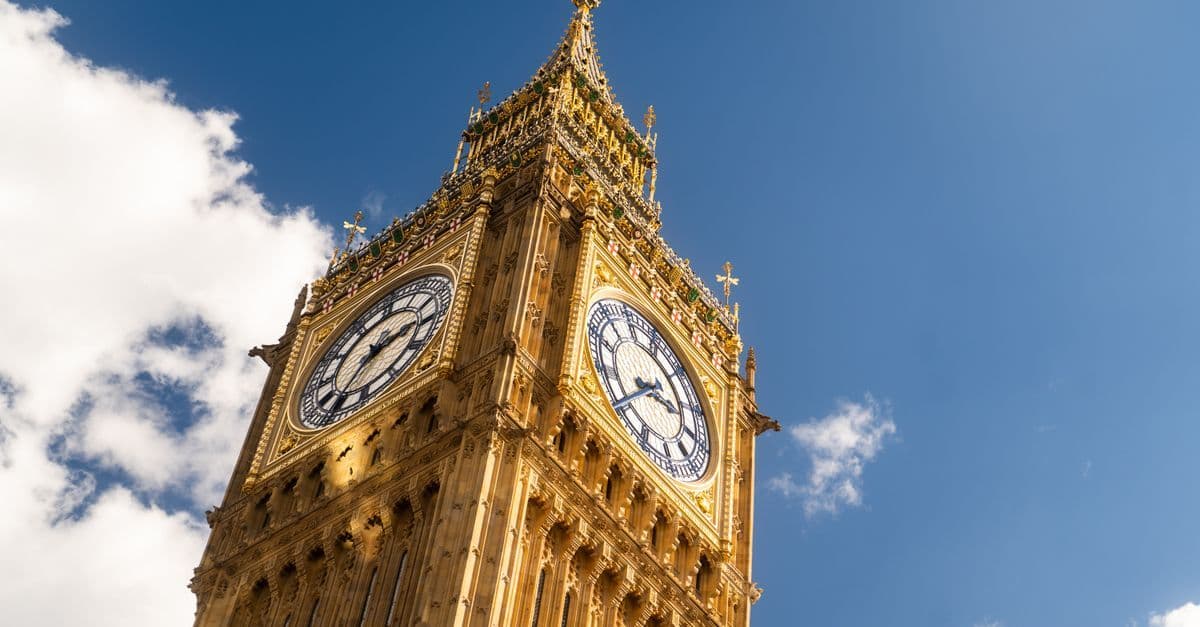 The iconic Big Ben clock tower in London, symbolising current UK passport renewal processing times