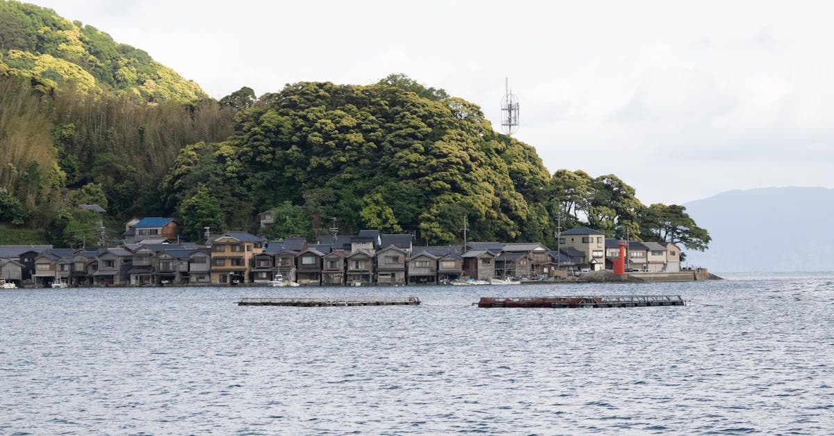 Traditional boathouses lining the calm waters of Ine village, a hidden gem in rural Japan