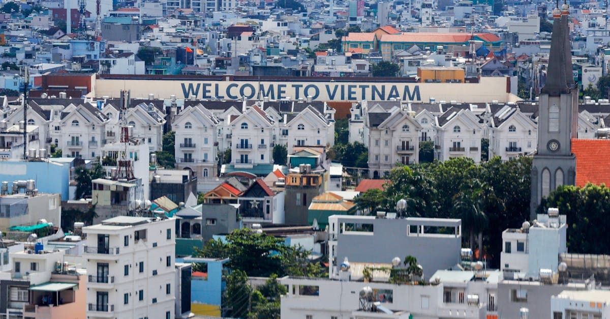 Aerial view of Ho Chi Minh City showing the iconic welcome sign for arriving vietnam visa for australian tourists.
