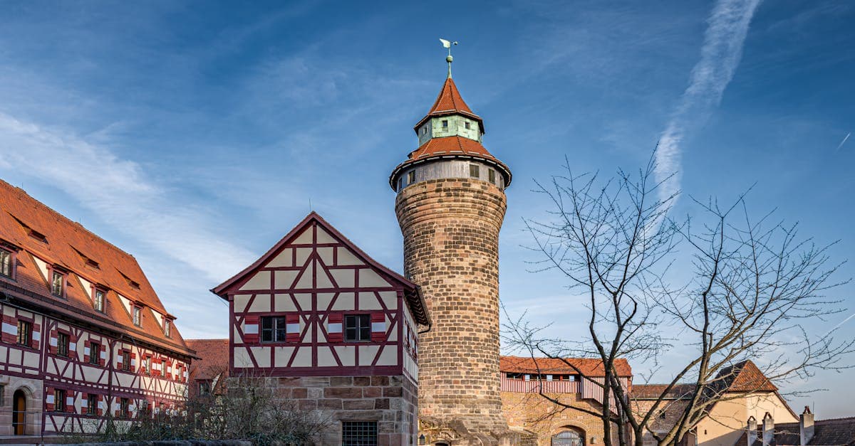 Charming view of medieval Nuremberg Castle and architecture in Bavaria.