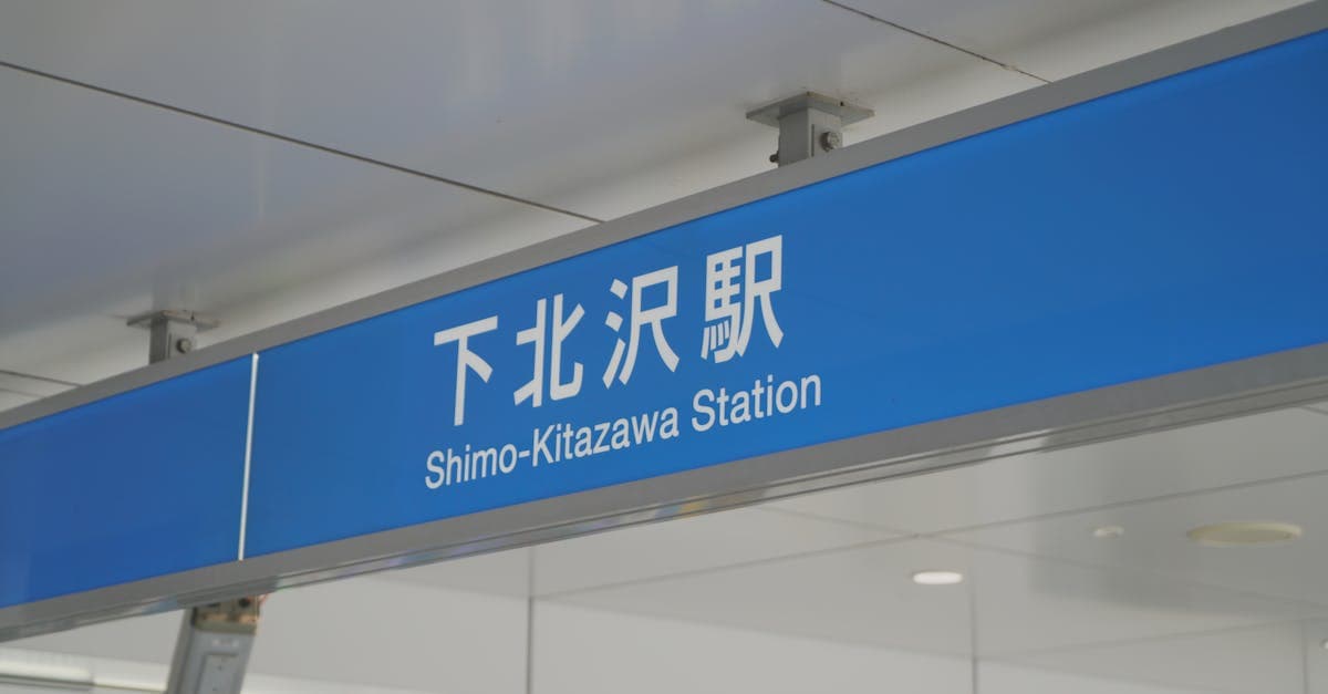 東京・世田谷区の下北沢駅の駅名標のクローズアップ、japanese to english翻訳が必要な日本語の看板