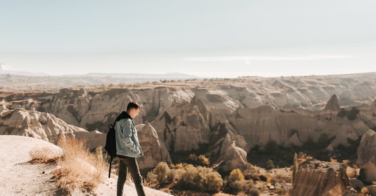 Traveller admiring vast desert canyon landscape at dawn, one of India's best solo travel destinations