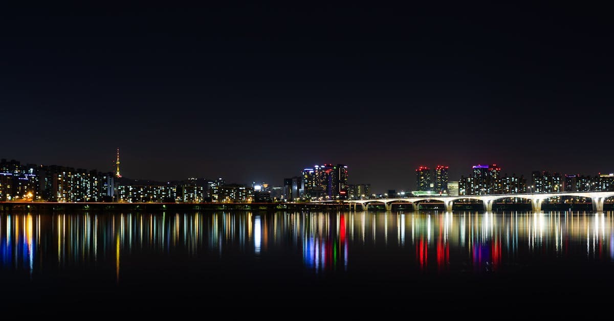 서울에서 할 것들 중 하나인 한강공원에서 바라본 야경과 빛나는 도시 스카이라인