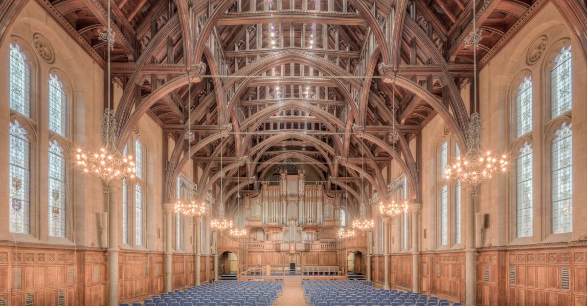 Ornate wooden-beamed university hall interior, reflecting the prestigious accommodation style of International Hall London.