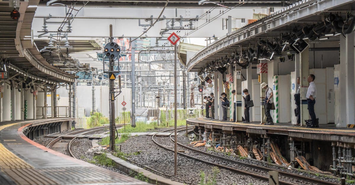 Commuters waiting at a Tokyo train platform in Minato City, reflecting Japan's famous punctuality culture