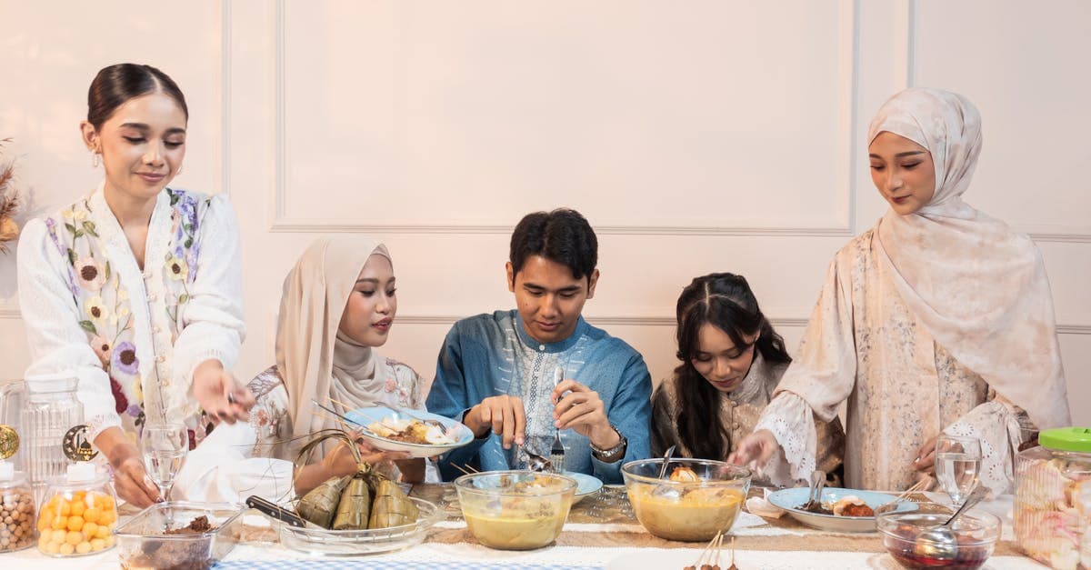 Indonesian family sharing a traditional halal feast, reflecting Bali's range of halal dining options