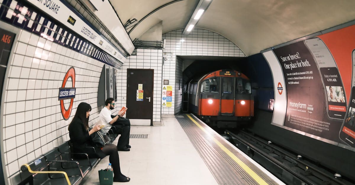 Passengers waiting on the platform at Leicester Square Tube station, close to International Hall London.