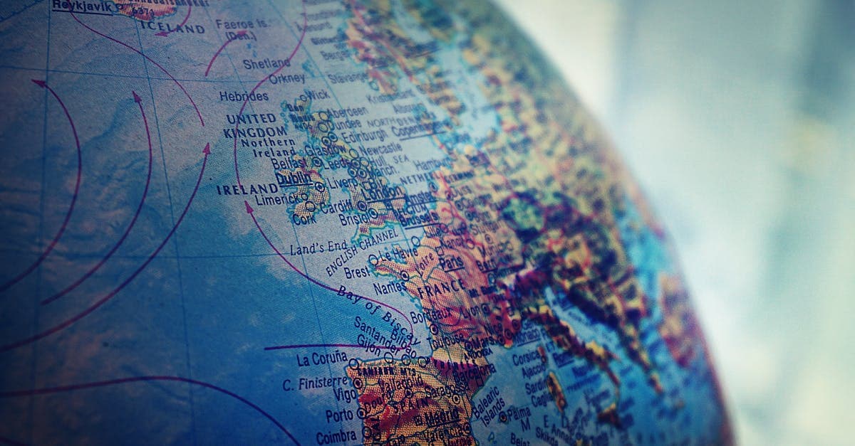 Close-up of a globe highlighting Europe and the Atlantic, home to the best countries for digital travel eSIMs.