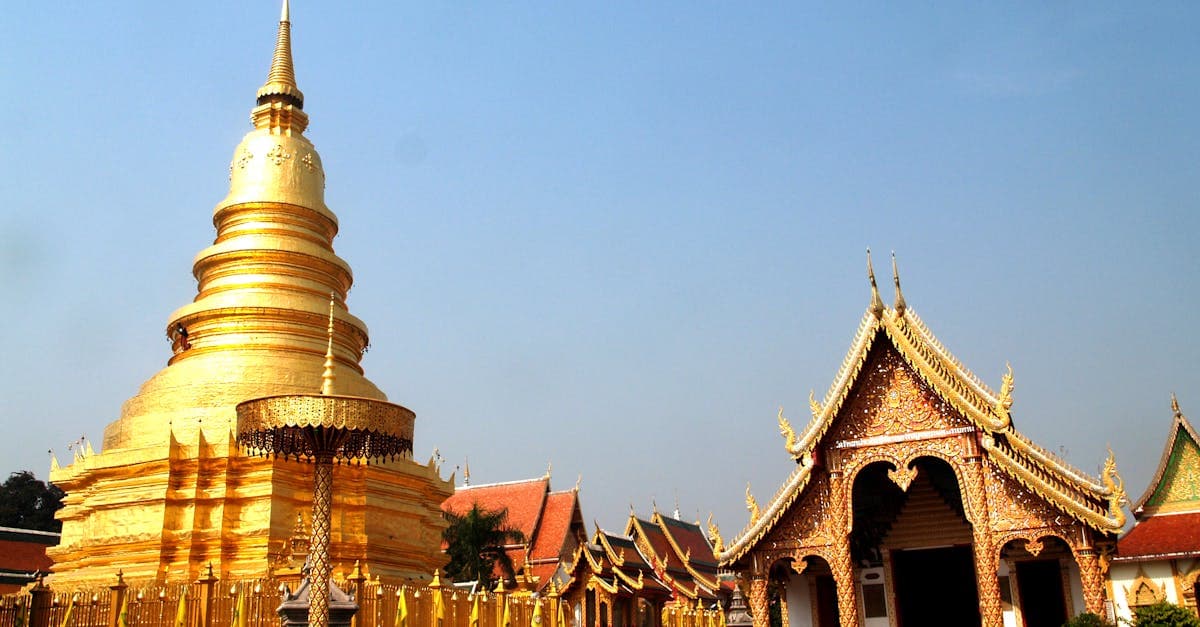 Magnificent golden Buddhist temple in Thailand under blue skies, best explored with reliable esim thailand data