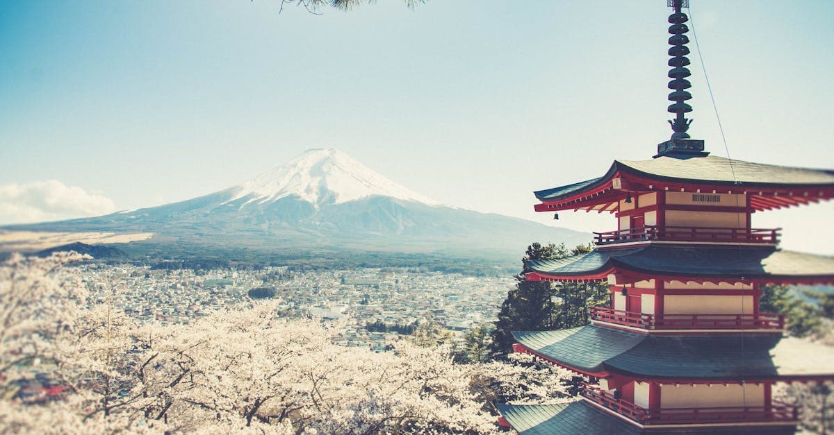 Chureito Pagoda with cherry blossoms and Mount Fuji, showcasing the best time to visit Japan in spring