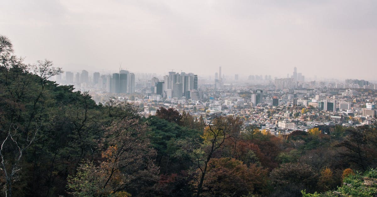 Seoul skyline shrouded in haze from yellow dust, a common korea weather hazard in spring