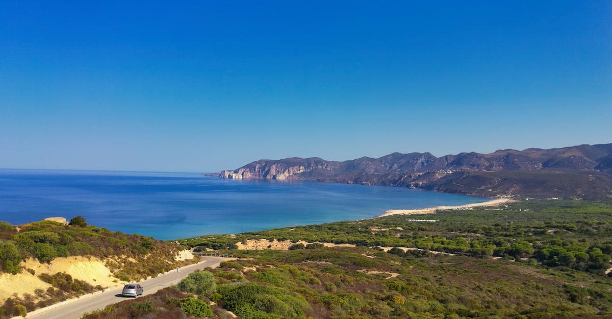 Panorama della costa sarda con acque cristalline e vegetazione, scenario ideale per pianificare un road trip in Italia