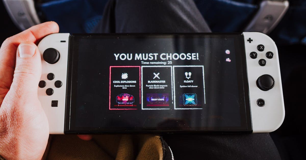 Close-up of hands holding a gaming console while choosing a Gartic Phone nickname and character.