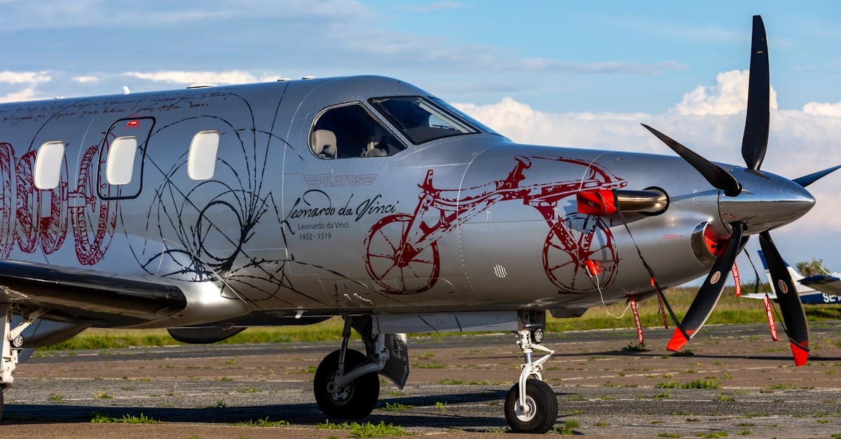 Aereo moderno con livrea artistica ispirata a Leonardo da Vinci parcheggiato sulla pista di Fiumicino