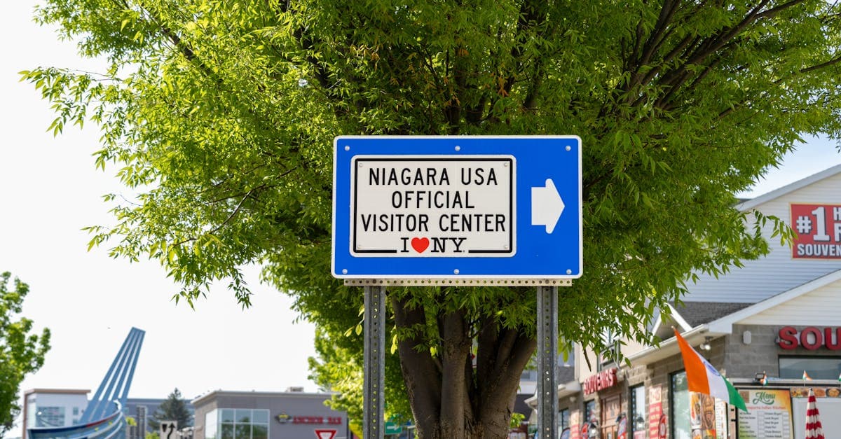 Niagara USA Visitor Center sign on a sunny day for Canadian permanent residents seeking a us visa appointment