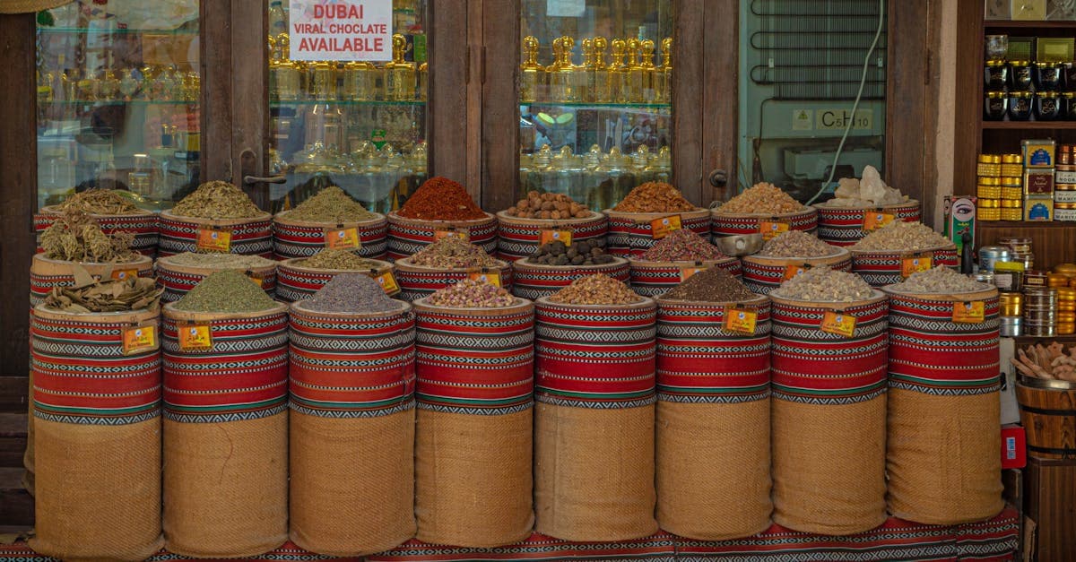 Vibrant spice displays at a traditional Dubai souk, one of the top things to do in Old Dubai