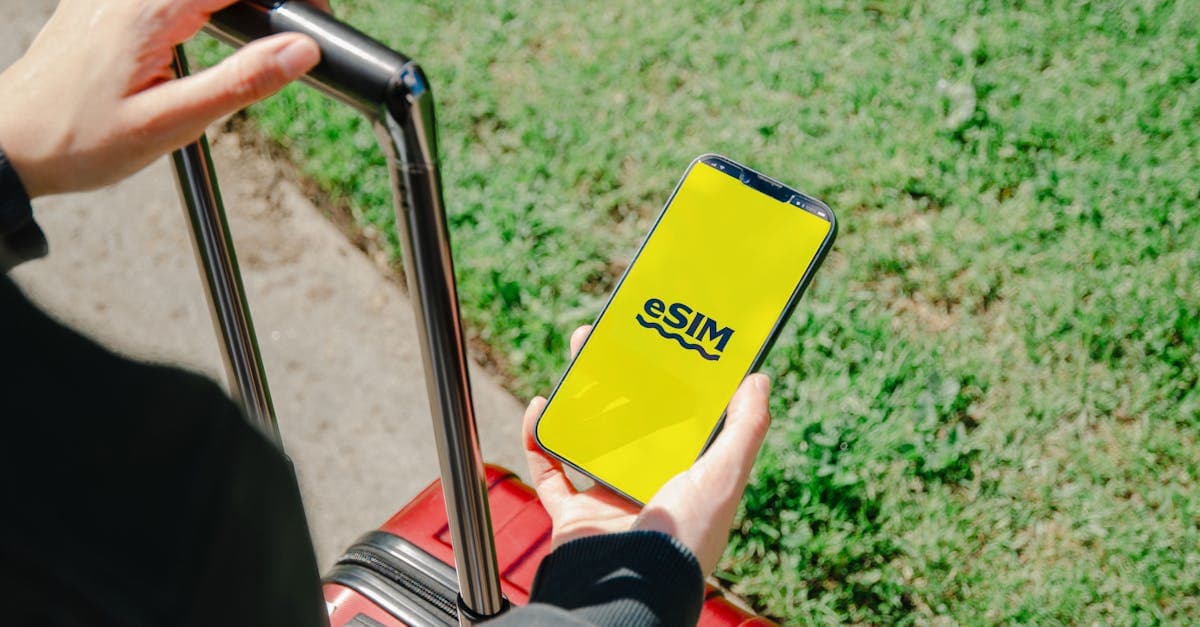 Person holding smartphone with eSIM app and luggage, ready to activate a Europe eSIM for travel.